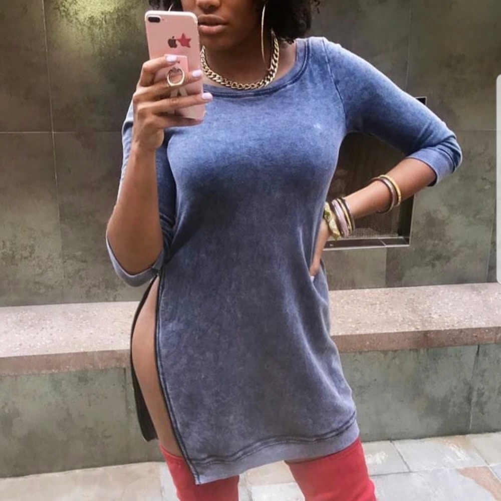 Denim sweater dress